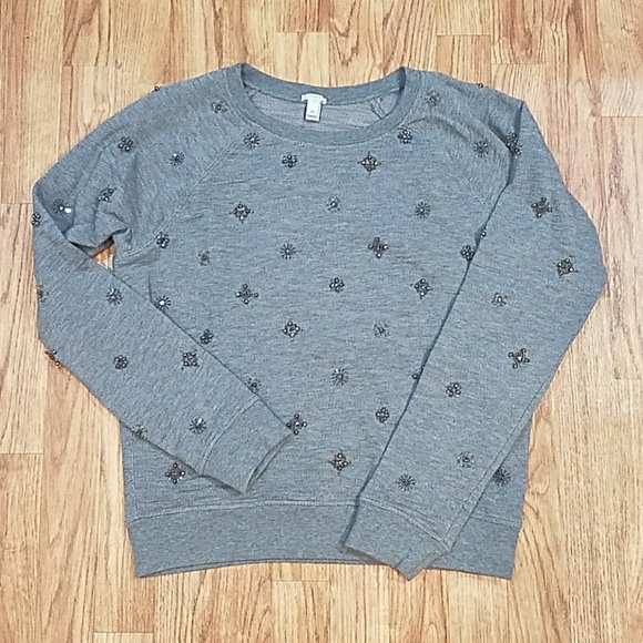 J. Crew Tops - J. Crew Beaded Embellished Crew Neck Sweatshirt